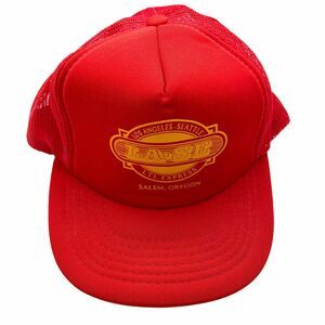 Adjustable Trucker Cap One Size Vintage Yupoong Men's Red Snapback Flat Bill